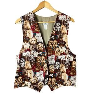 Vintage Faith Mountain Vest Dog Print Graphic Made in USA Women’s Size Medium